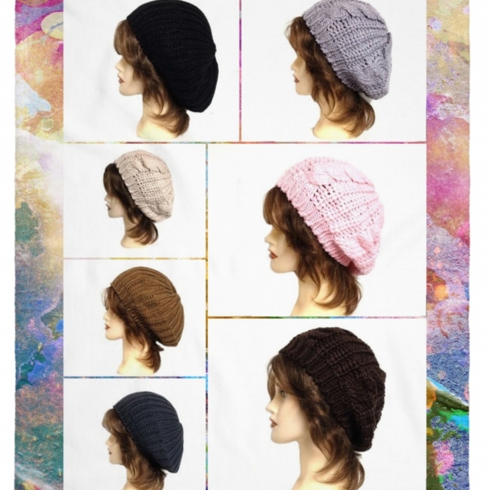 Thick Crochet Cable Knit Beret Beanie